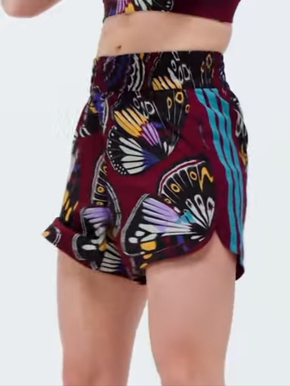 Adidad X Farm Rio Butterfly Print Burgundy Women’s Athletic Shorts Sz. S